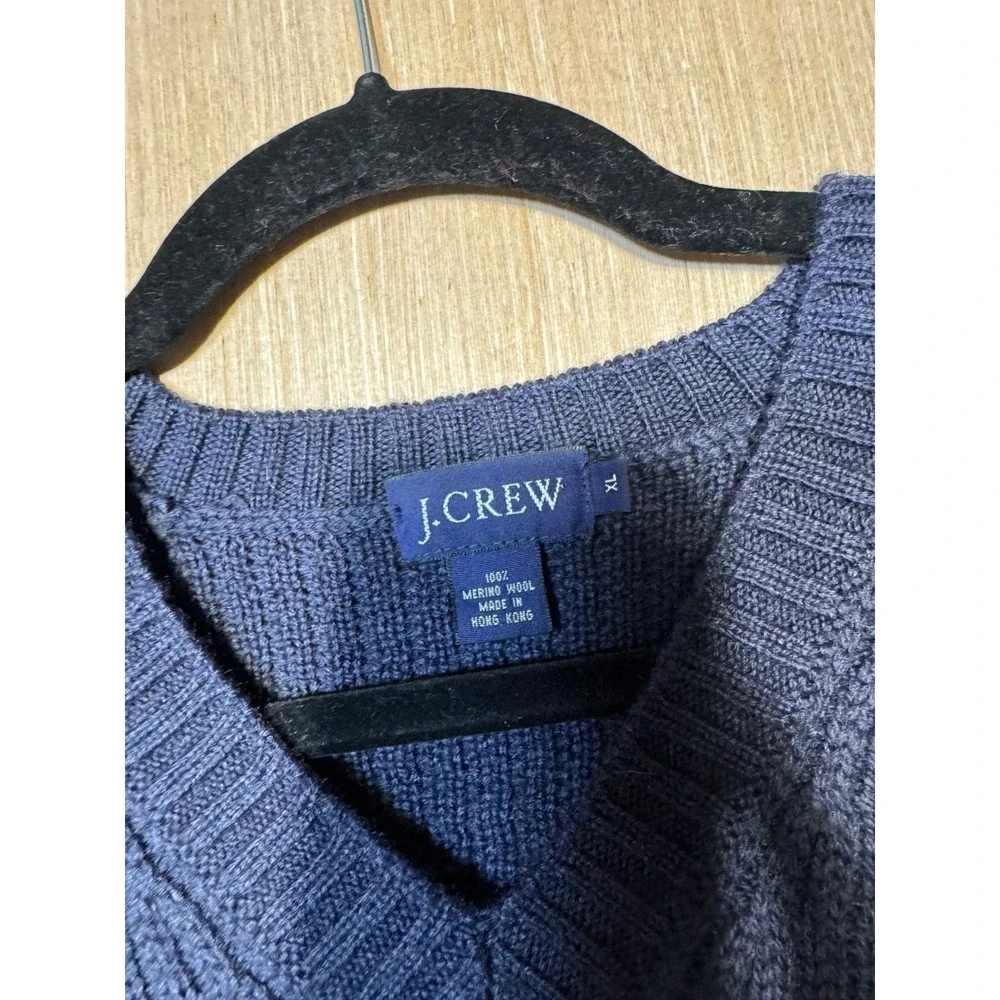 J. Crew Navy Blue Ribbed Knit Crew Neck Sweater Vest Sleeveless Classic Preppy L